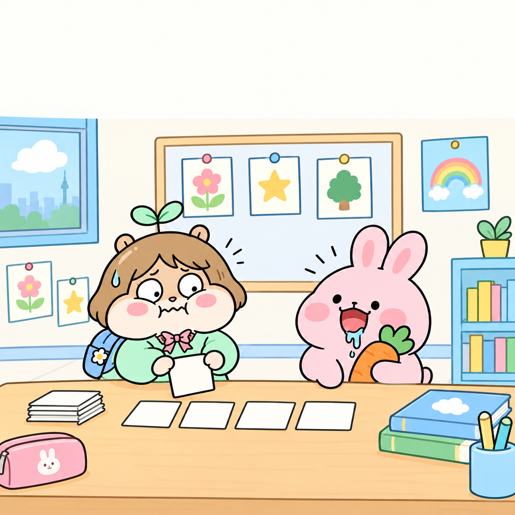 하늘, 땅, 사람을 본떠 ㆍ, ㅡ, ㅣ를 만들고, 이를 합쳐 ㅗ, ㅏ, ㅜ, ㅓ 같은 모음자를 만든다. 콩이는 ㅏ를 모음 더미로 옮겼다.