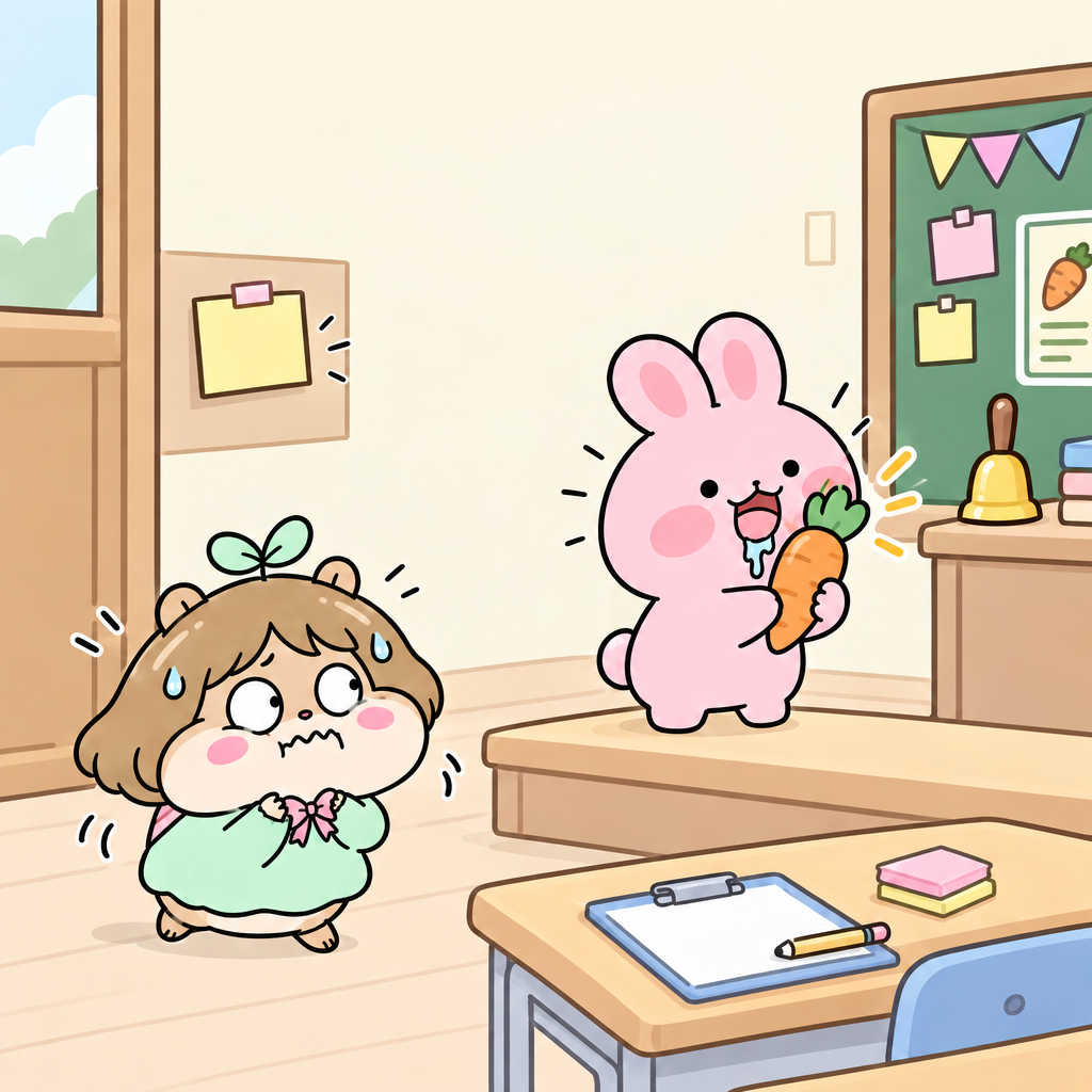 콩이는 자신의 의견을 여러 사람에게 말할 준비를 합니다. 발표는 생각을 밖으로 꺼내 말하는 활동입니다.
