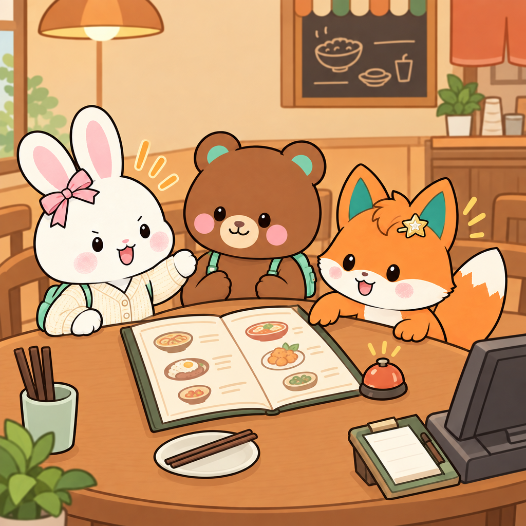 토순이는 당황한 순간에도 종업원을 불렀다. 服务员은 종업원, 点菜는 주문하다는 뜻이다.