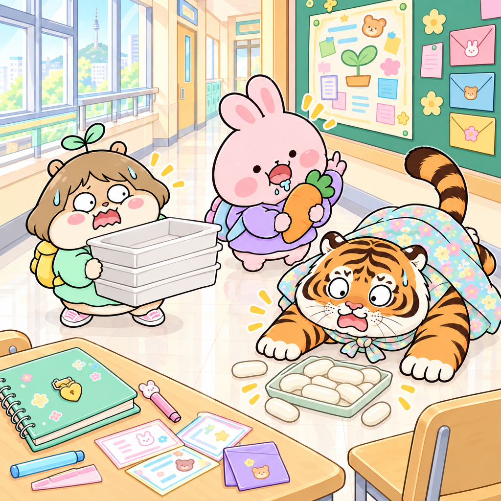 세 친구는 글을 목적과 형식으로 나누기로 했다. 설명문, 일기, 편지는 서로 다른 글의 종류다.