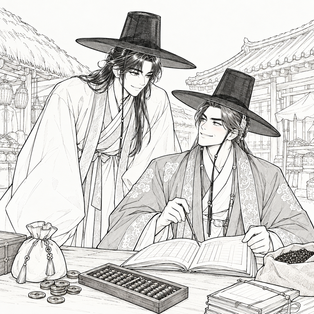 허생은 변씨의 장부에서 돈과 돈이 바뀌는 흐름을 확인합니다. 환율은 한 나라 돈과 다른 나라 돈이 얼마에 교환되는지를 뜻하는 두 나라 돈의 교환 비율입니다.