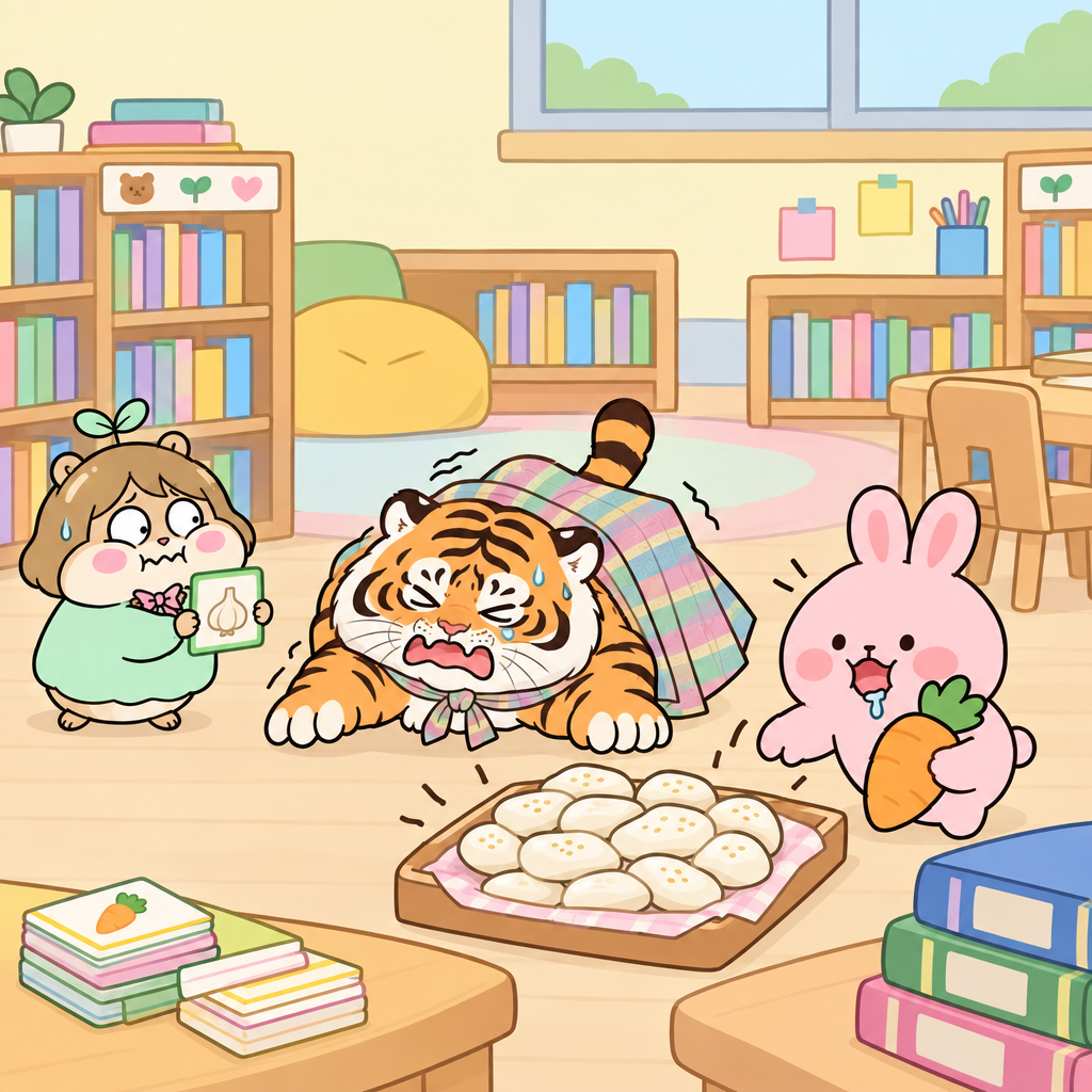 사전 찾기 대결의 간식 길이 가게 칸 앞에서 막혔다. 사전 순서는 낱말을 가나다 순으로 배열하는 순서이며, 첫 자음부터 살핀다.
