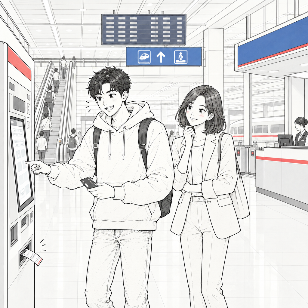 매표소를 찾은 뒤 민재는 표를 사는 순서로 넘어갔다. 고속철 표를 살 때는 买一张……票처럼 말해 목적지와 표를 함께 표현한다.