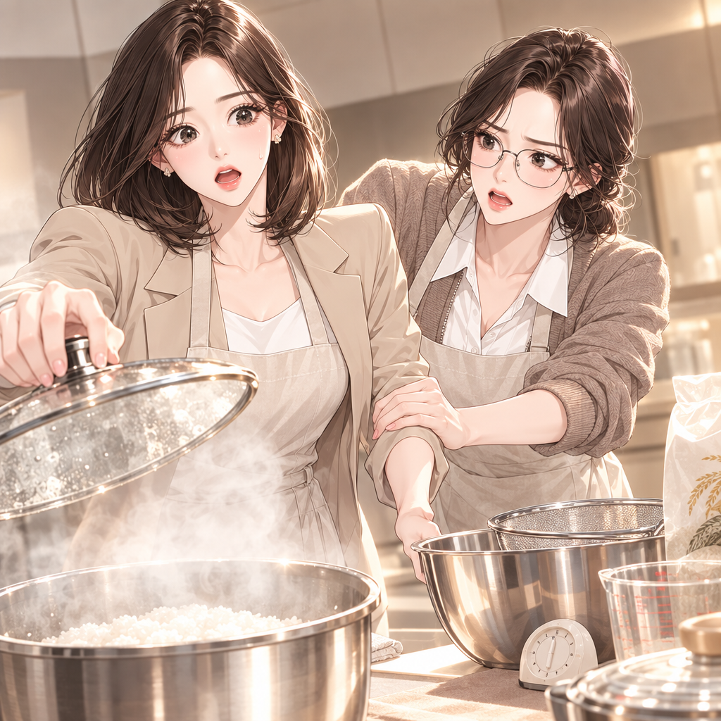 밥 짓기의 기본 — 쌀 씻기, 물 맞추기, 뜸 표지