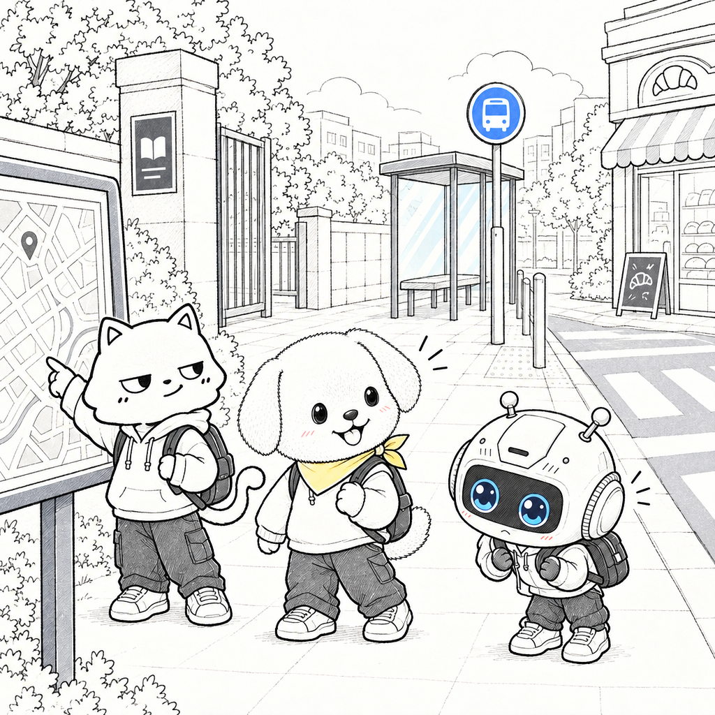 Turn left at the bakery.