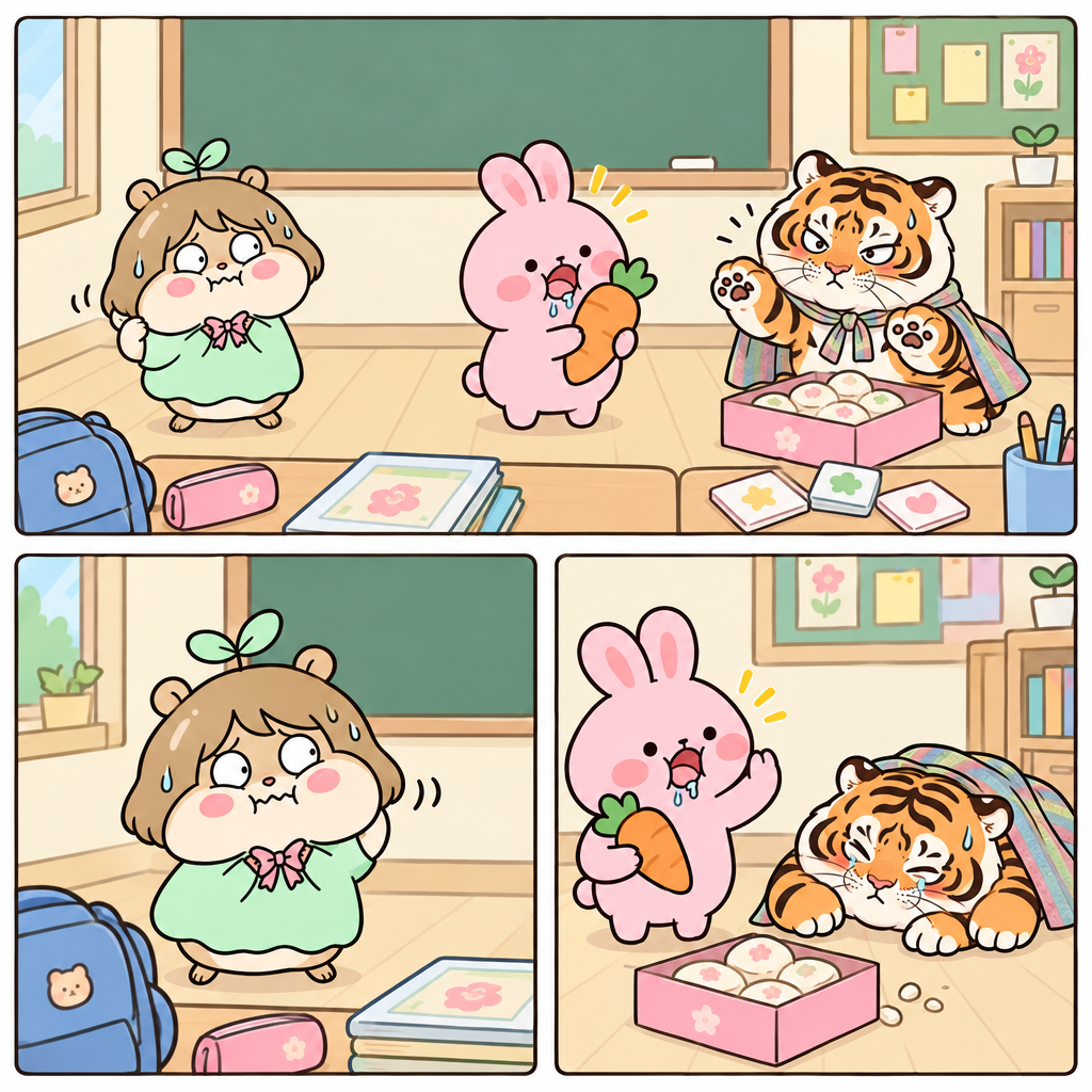 발표 직전 콩이는 ‘귀 기울이다’를 귀를 잡아당기는 동작으로 따라 했다. 관용 표현은 특정한 뜻을 가진 고정된 말이라 글자 그대로 행동하면 엉뚱해진다.
