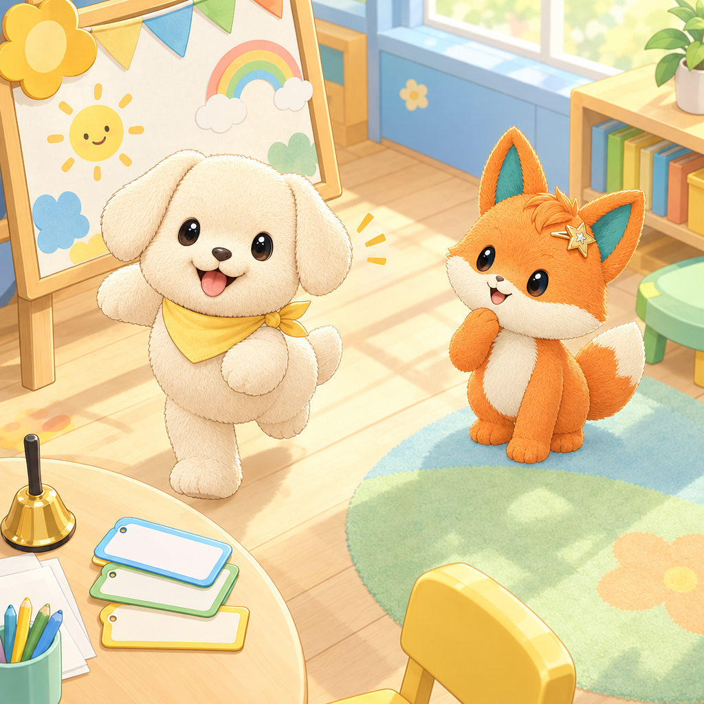 Mong-i practices before meeting Byeol-i. Hello is a greeting when meeting someone.