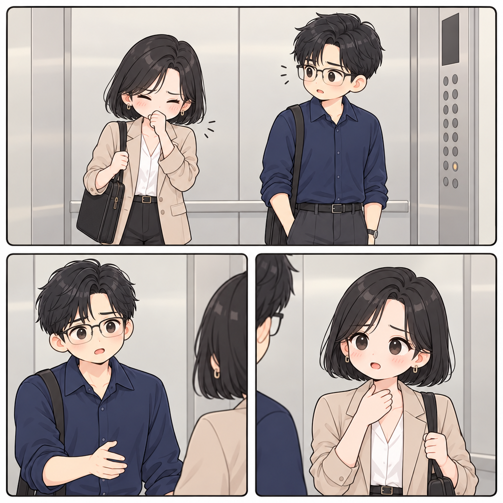 Before her afternoon client presentation, Mina starts coughing in the office elevator. She is worried about taking the wrong medicine and g…