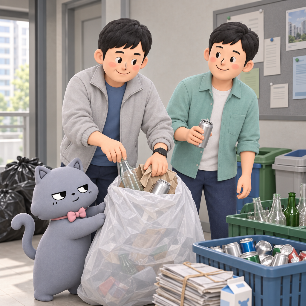 분리배출은 재질별로 나눠 버리는 일이다. 서로 다른 재질을 한 봉투에 넣으면 재활용 가능한 폐기물도 다른 쓰레기와 함께 처리된다.