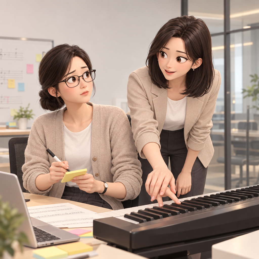 흰 건반끼리 이웃하면 반음이겠지?