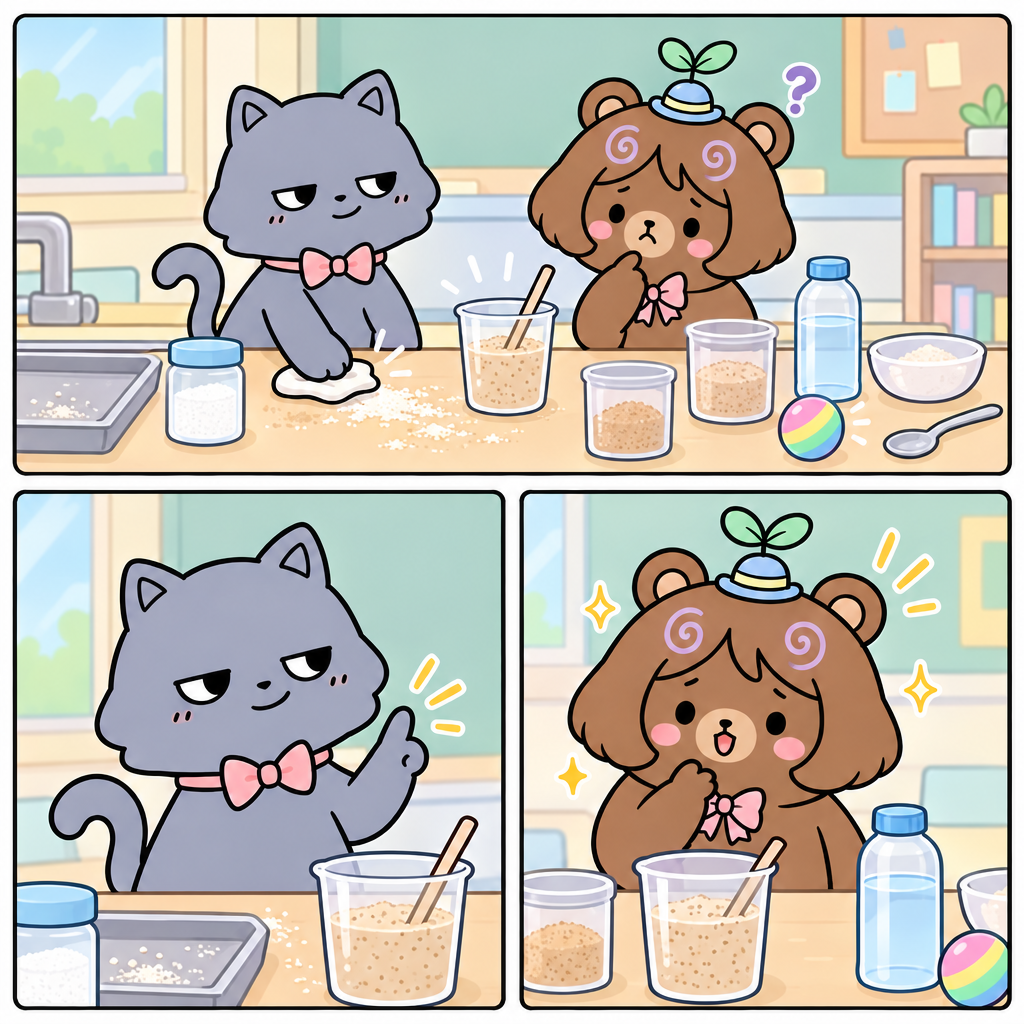 미숫가루와 설탕은 섞여도 각자의 성질이 그대로였다. 이런 섞임을 혼합물이라고 부른다.