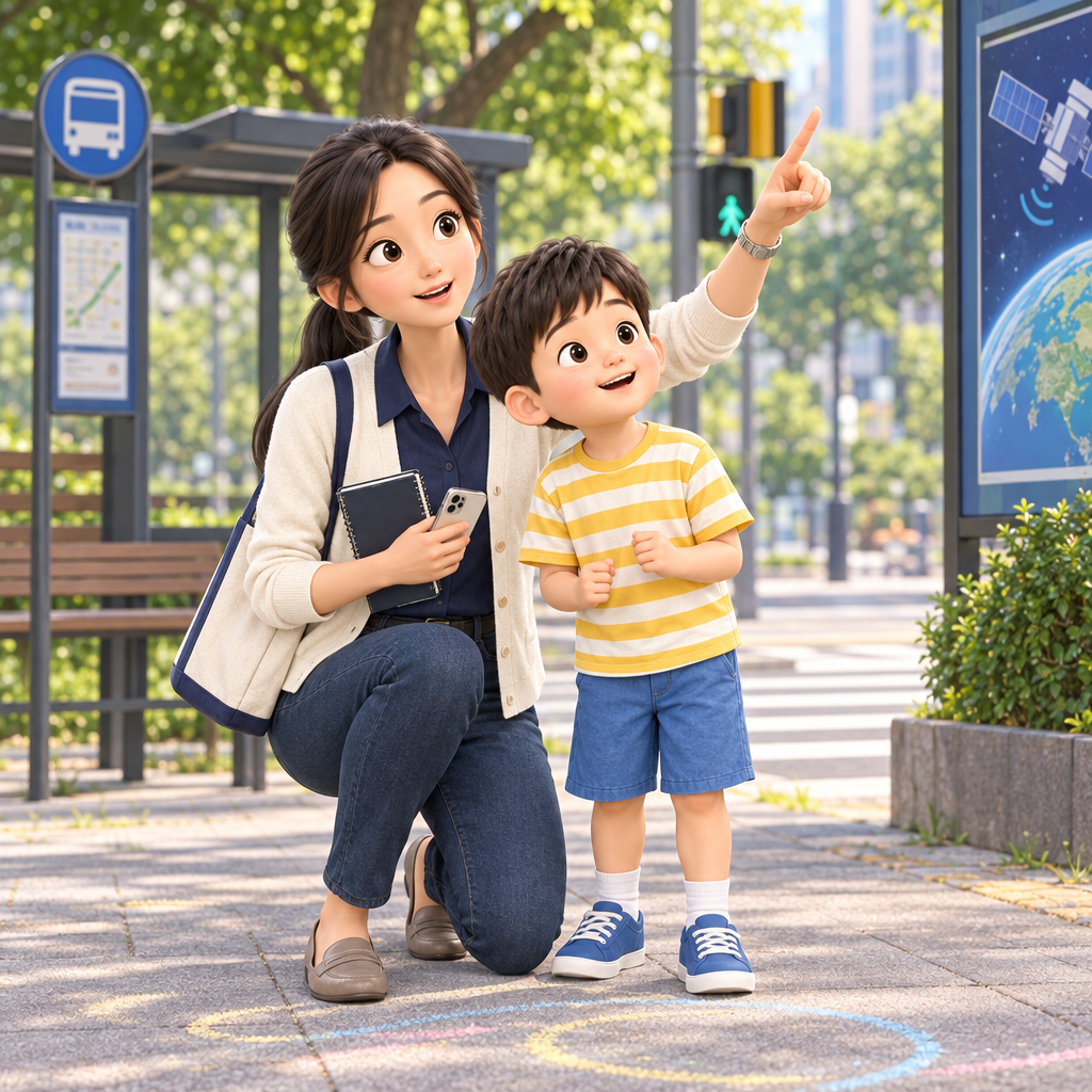 유찬은 위성 하나의 신호만 있으면 자기 위치를 바로 알 수 있다고 생각합니다. 하지만 기준점 하나까지의 거리만으로는 가능한 위치가 너무 많습니다.