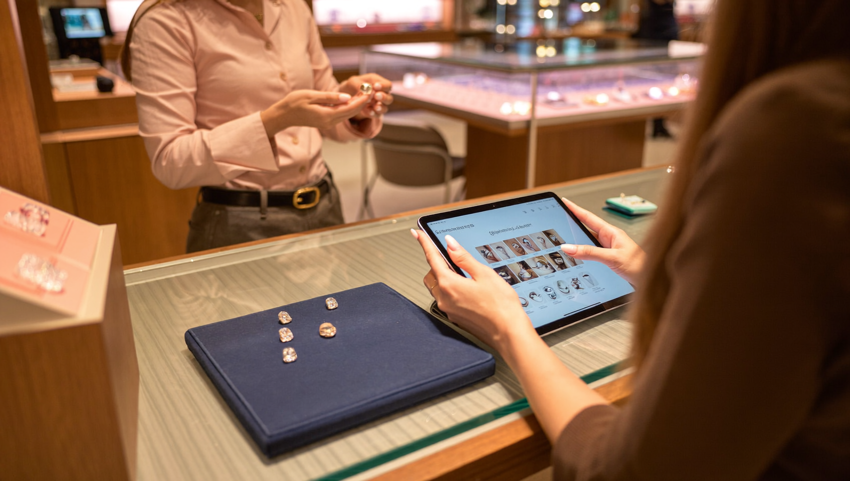 Retail jeweler using LGD API ring builder with compatible stones