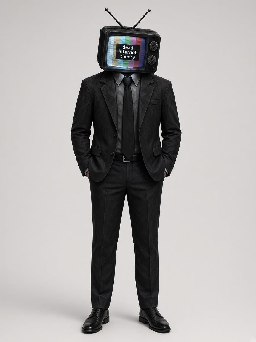 DEAD INTERNET THEORY, full-body portrait