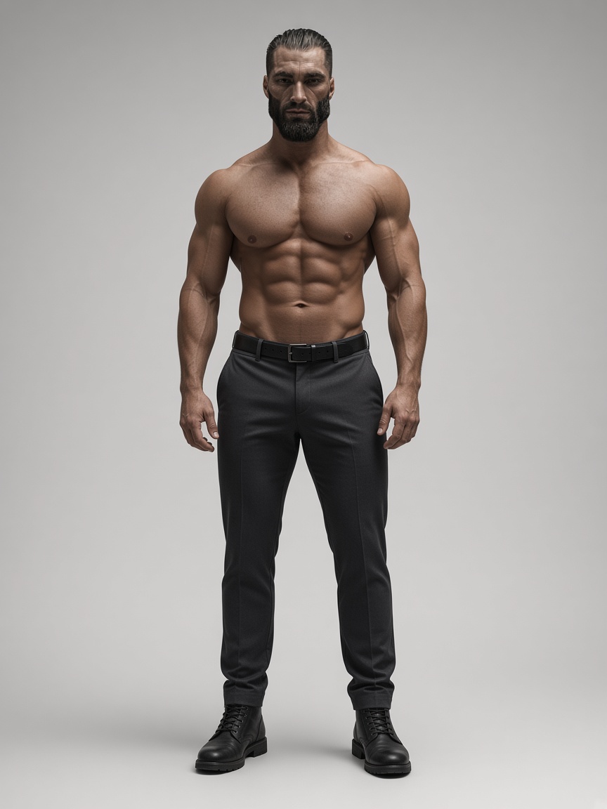 GIGA CHAD, full-body portrait