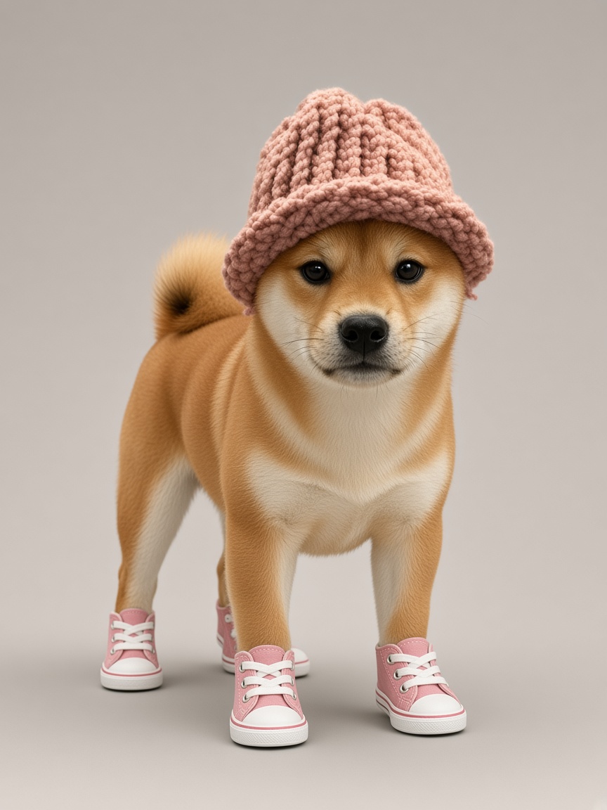dogwifhat, full-body portrait