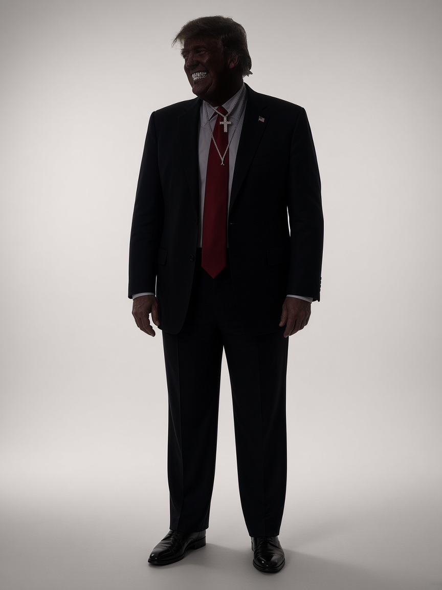 Diamond Trump, full-body portrait