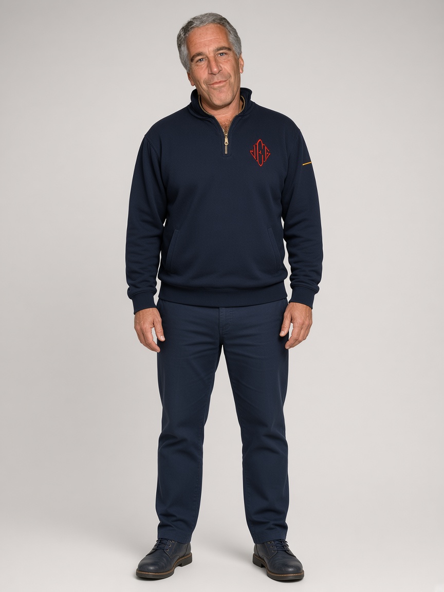 Jeffrey Epstein, full-body portrait