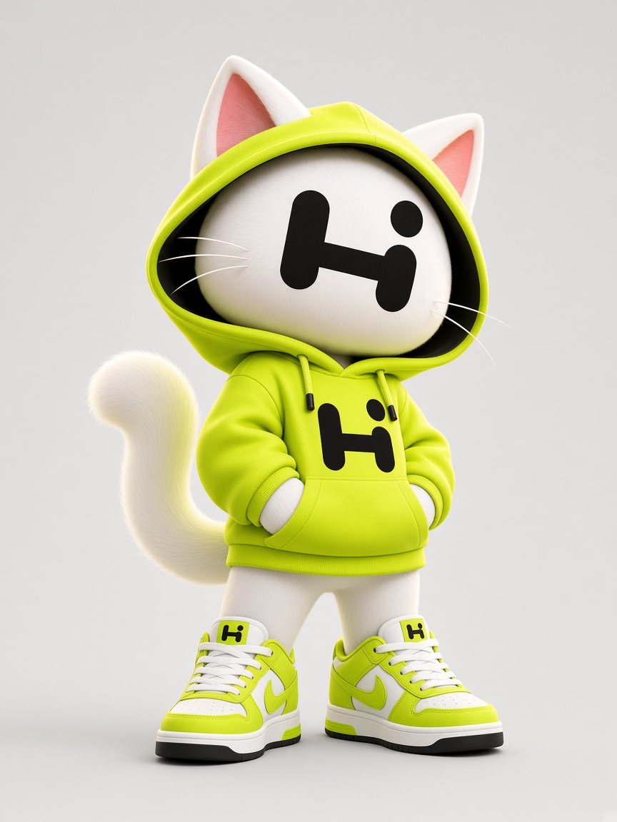 Higgspad Cat, full-body portrait