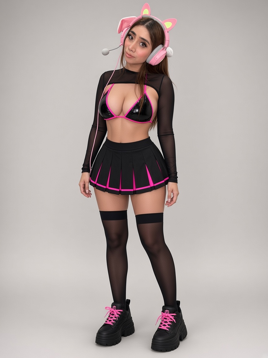 Violet, full-body portrait
