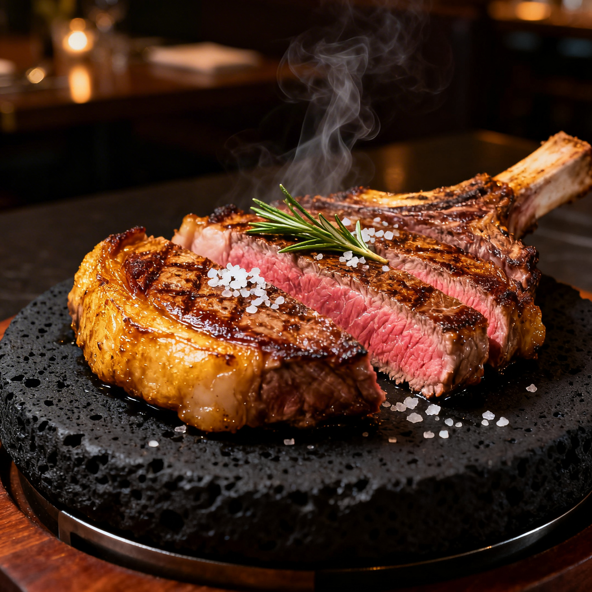Wagyu Ribeye on volcanic stone